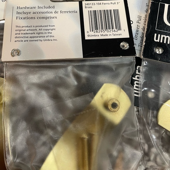 New UMBRA Ferro 3” & 1” Drawer Pull matte brass finish hardware for furniture - Picture 3 of 6